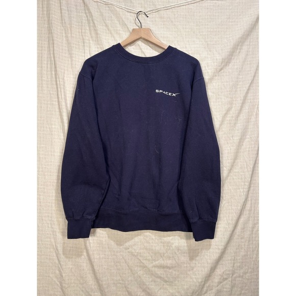 SpaceX Mens Navy Blue Crewneck Sweatshirt XL Logo Graphic Fleece‎ Pullover #2051